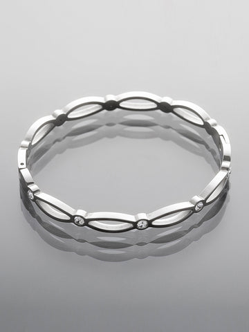 Pevný náramek z leštěné chirurgické oceli s krystaly NM3320-0112