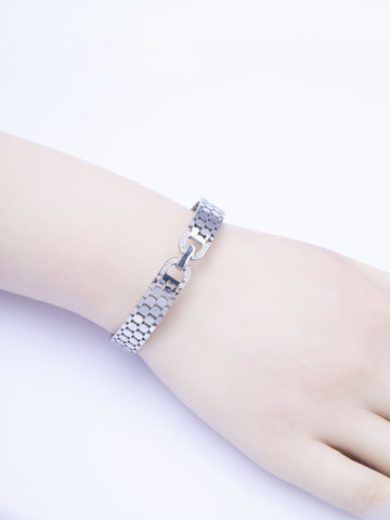 Pevný náramek z leštěné chirurgické oceli s krystalky  NM3316-0112