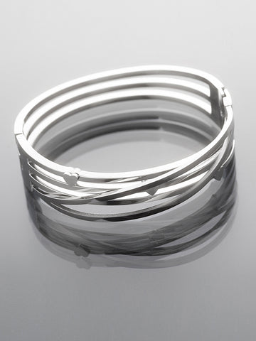 Pevný náramek z leštěné chirurgické oceli z několika pramenů NM3319-0112