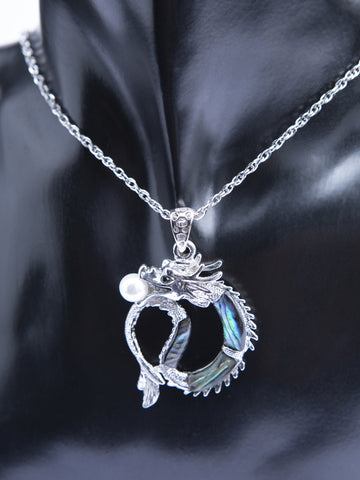 Elegantní stylový přívěsek s paua perletí drak s perlou PK1747-0432
