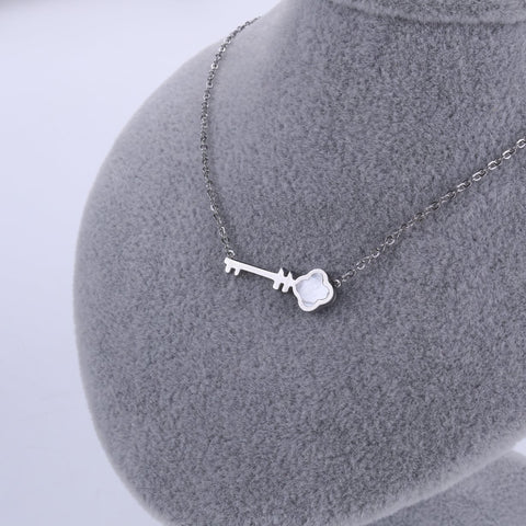 Krásný náhrdelník s motivem srdce na klíč z chirurgické oceli NK0864-0101