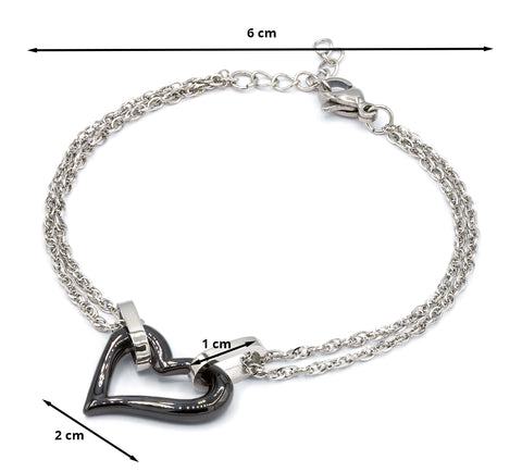 Krásný náramek s motivem moderního srdíčka z keramiky NM0786-0106