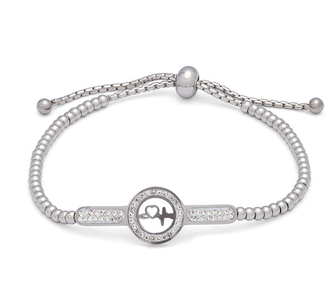 Fashion Icon náramek z chirurgické oceli s krystaly Srdce NM0795-0107