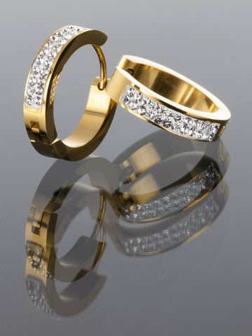 Elegantn¨ª kruhov¨¦ ocelov¨¦ n¨¢u?nice zlat¨¦ barvy vykl¨¢dan¨¦ krystaly NE1243-0107