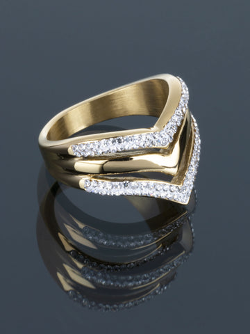 Luxusní prstýnek z chirurgické oceli s čirými krystaly PR0187-015714