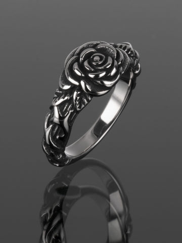 Exkluzivní prstýnek z chirurgické oceli s motivem masivní růže PR0196-015502