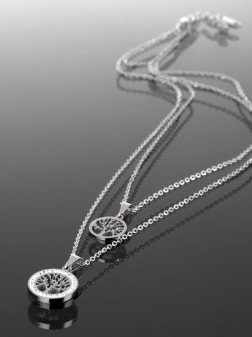 Krásný dvojitý ocelový náhrdelník s motivem stromu života NK0692-0107