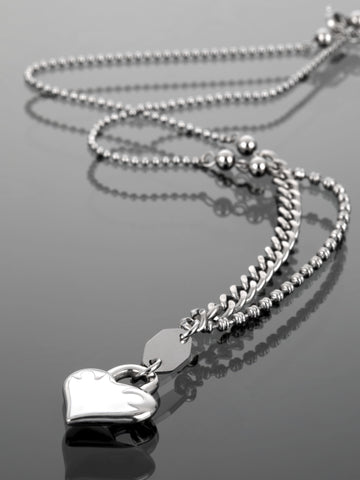 Luxusní náhrdelník z chirurgické oceli s motivem moderního bílého srdce NK0959-0107