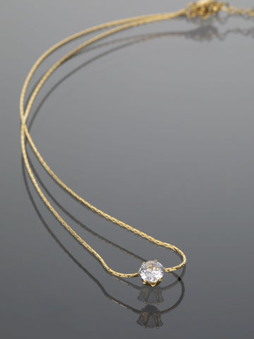Krásný náhrdelník z chirurgické oceli zlaté barvy s čirým krystalem NK0936-0114