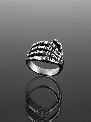 Exkluzivní unisex prstýnek z chirurgické oceli motivu kostlivcovy ruky PR0199-015707