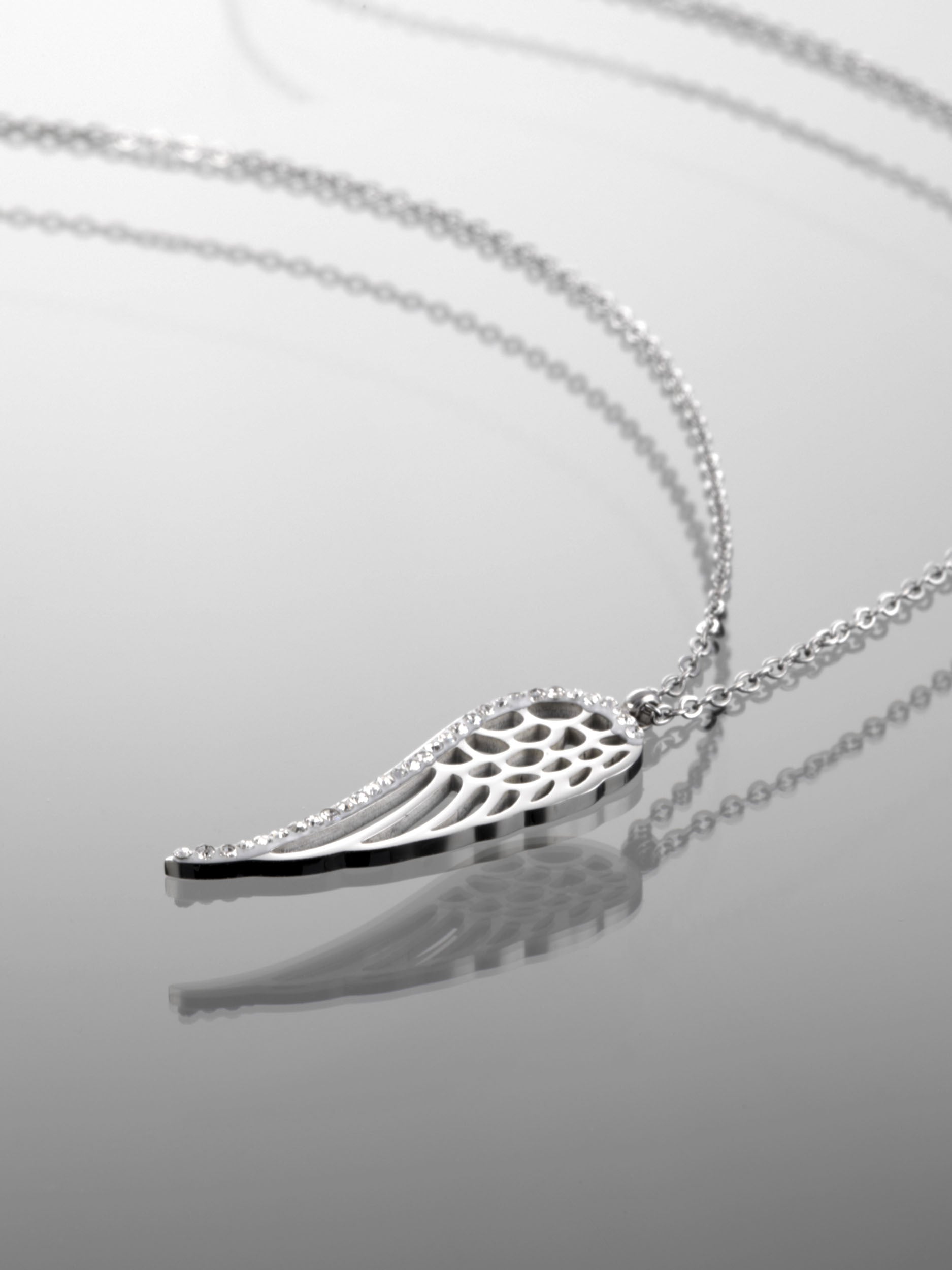 Ocelový náhrdelník křídlo anděla s krystaly NK0631-0107