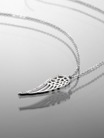 Ocelový náhrdelník křídlo anděla s krystaly NK0631-0107