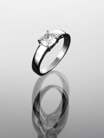 Krásný moderní prstýnek z chirurgické oceli s čirým krystalem  PR0235-015707