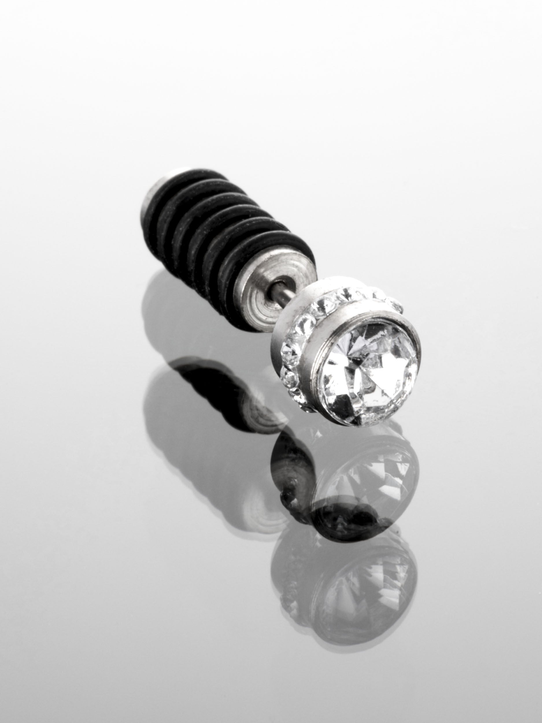 Ocelový piercing se zirkony -  falešný plug  VB0006-07