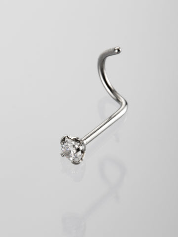 Nostril piercing do nosu s čirým krystalem z chirurgické oceli VB0013-07