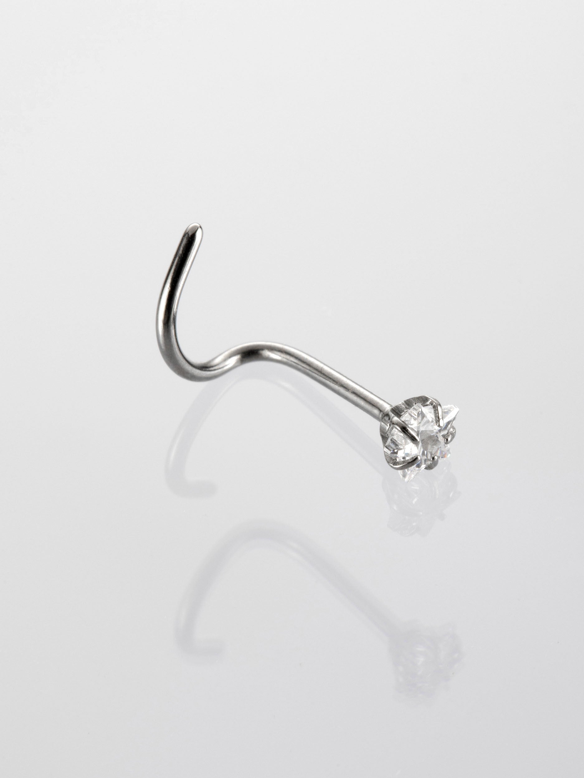 Nostril piercing do nosu s čirým krystalem ve tvaru hvězdičky z chirurgické oceli VB0014-07