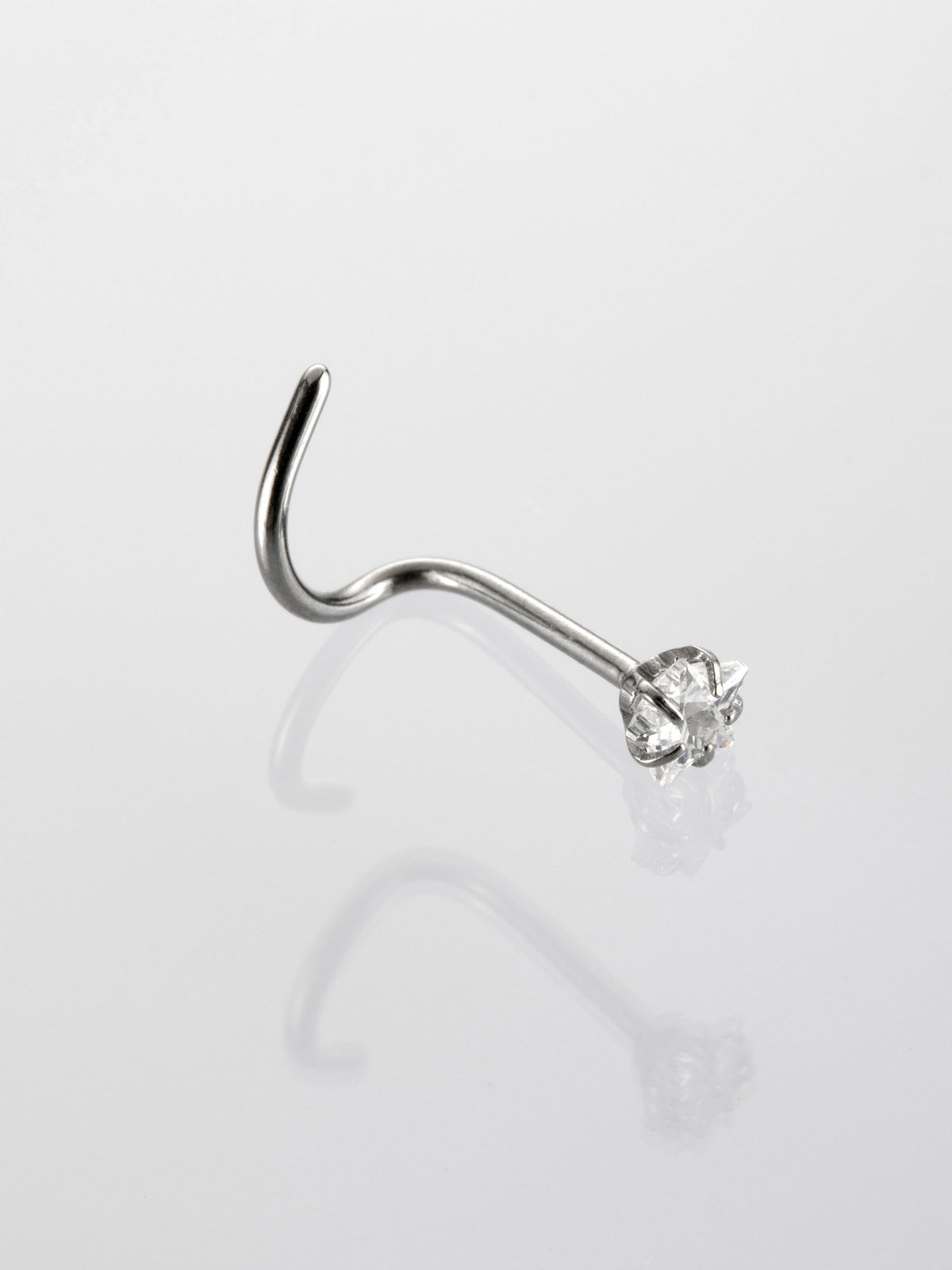 Nostril piercing do nosu s čirým krystalem ve tvaru hvězdičky z chirurgické oceli VB0014-07