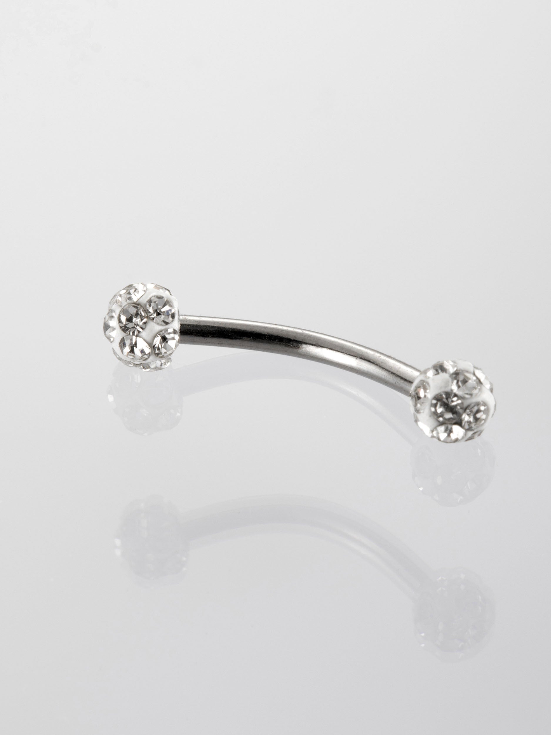 Banánek piercing do obočí s drobnými čirými krystaly z chirurgické oceli VB0021-07