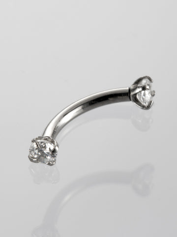 Banánek piercing do obočí s čirými krystaly z chirurgické oceli  VB0022-07