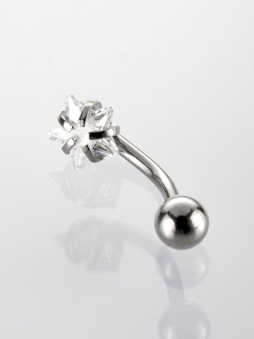 Banánek piercing do pupíku s kuličkou a čirým krystalem ve tvaru hvězdičky  VB0026-07