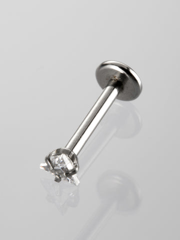Tyčinka piercing do brady s čirým krystalem ve tvaru trojúhelníku z chirurgické oceli VB0029-07