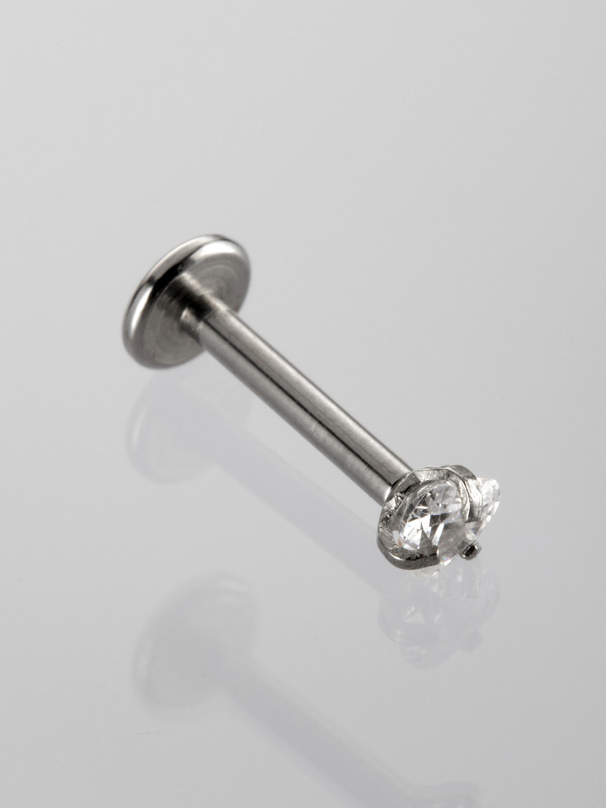 Tyčinka piercing do brady s čirým krystalem ve tvaru srdce  VB0030-07