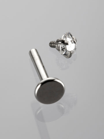 Tyčinka piercing do brady s čirým krystalem ve tvaru srdce  VB0030-07
