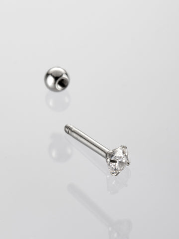 Činka drobný piercing do ucha s kulatým čirým krystalem  VB0034-07