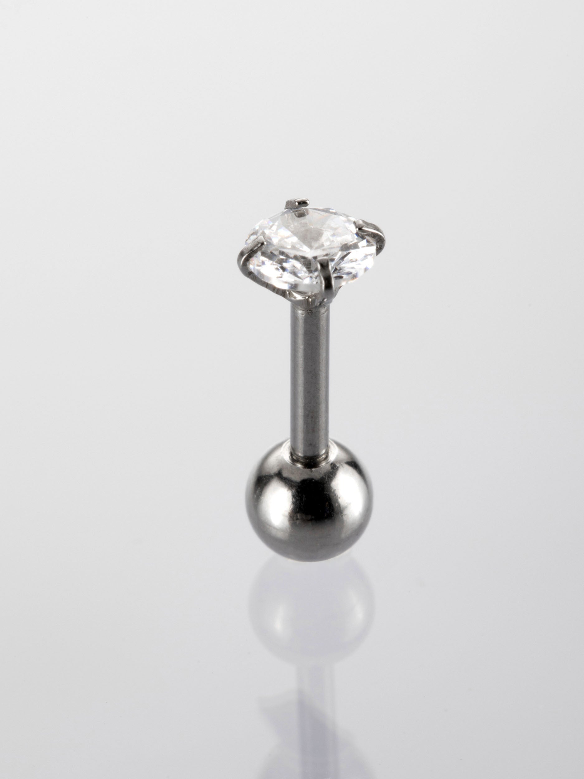 Činka piercing do ucha s kulatým čirým krystalem VB0035-07