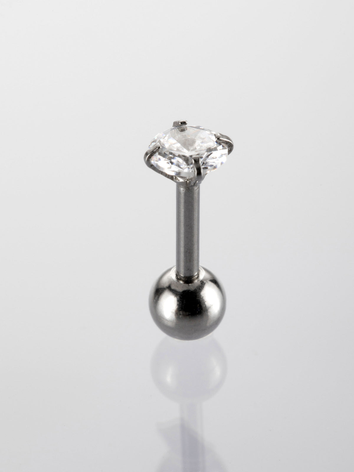 Činka piercing do ucha s kulatým čirým krystalem VB0035-07