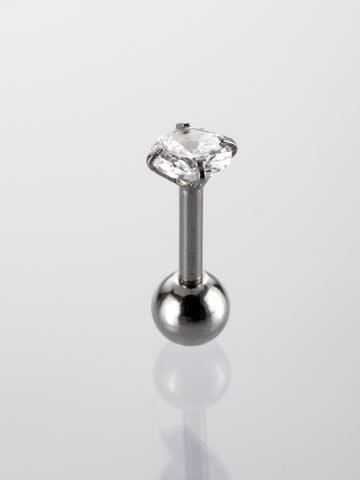Činka piercing do ucha s kulatým čirým krystalem VB0035-07