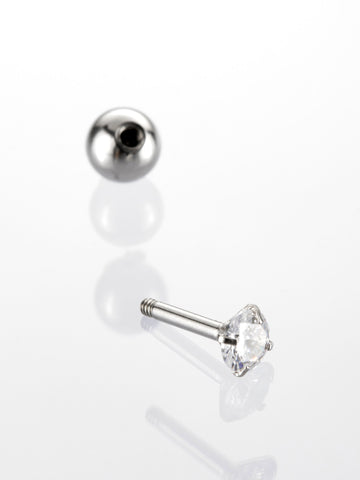 Činka piercing do ucha s kulatým čirým krystalem VB0035-07
