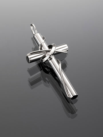 Moderní kulatý přívěsek ve tvaru kříže z chirurgické oceli PK0953-0107