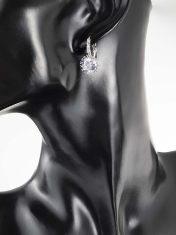 Krásné náušnice z chirurgické oceli s čirými krystaly ve tvaru kolečka NE1690-0112