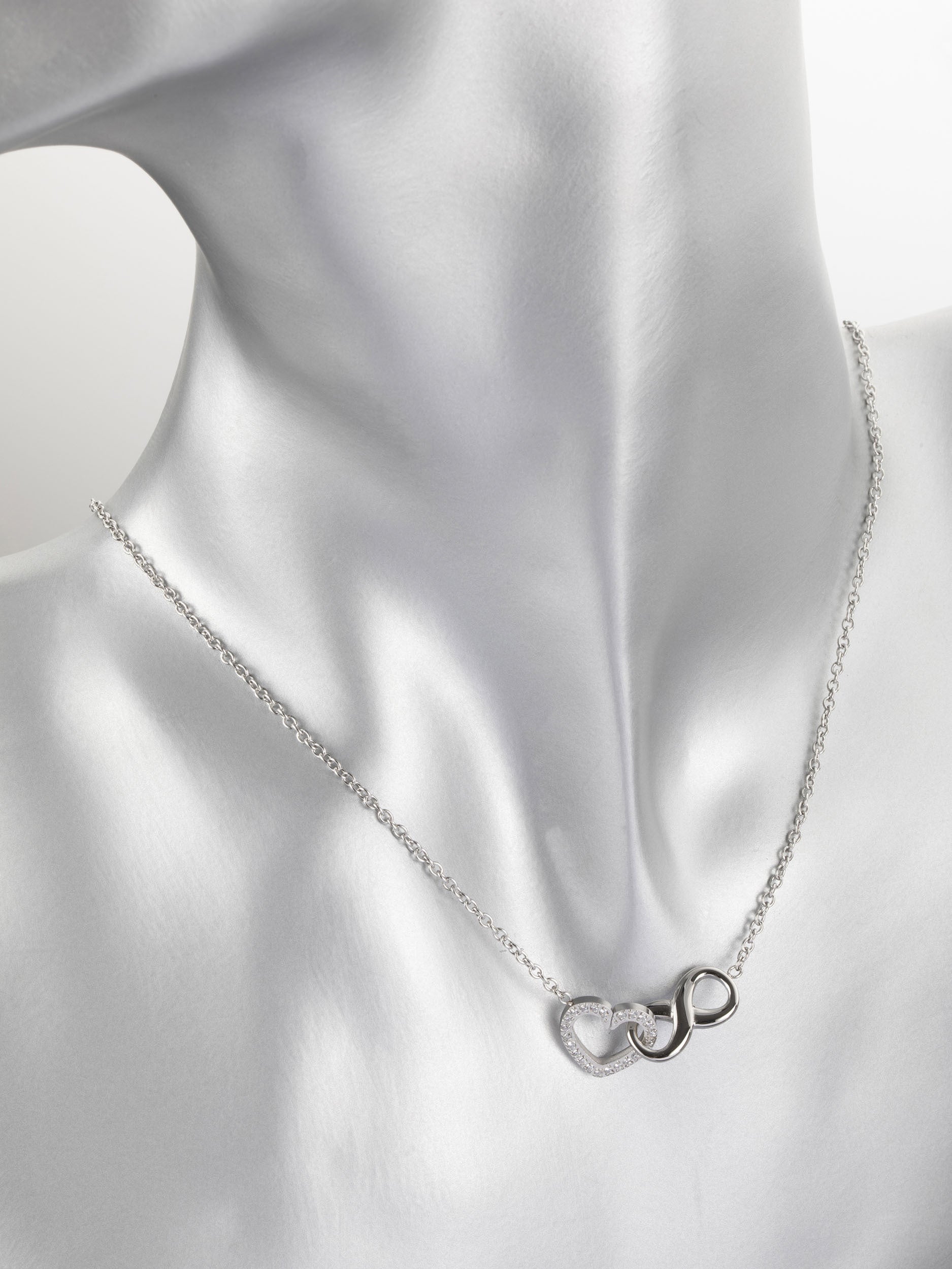 Fashion Icon překrásný ocelový náhrdelník s přívěskem ve tvaru nekonečna a srdce NK1081-0107