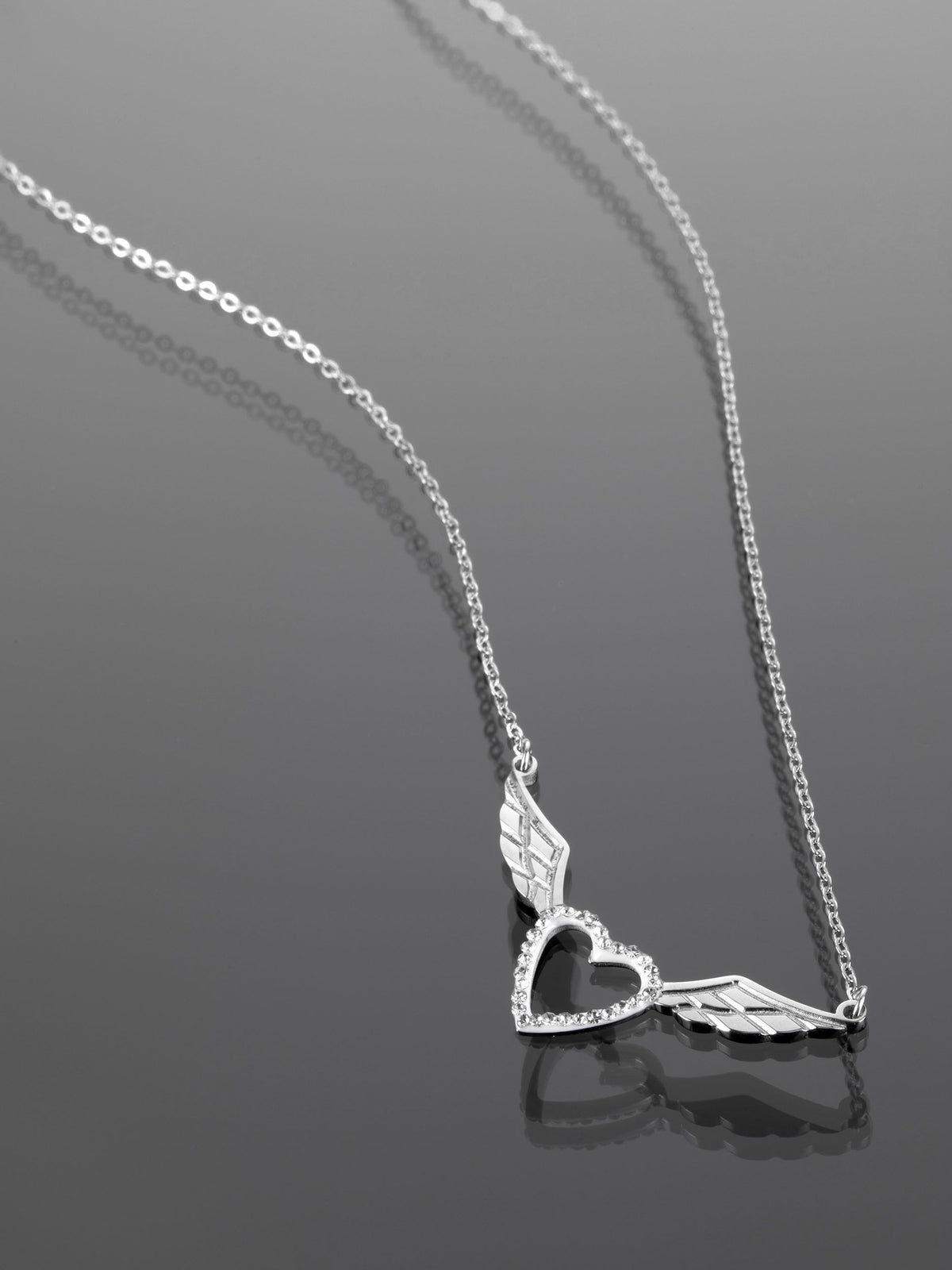 Fashion Icon ocelový náhrdelník okřídlené  srdce NK1086-0107