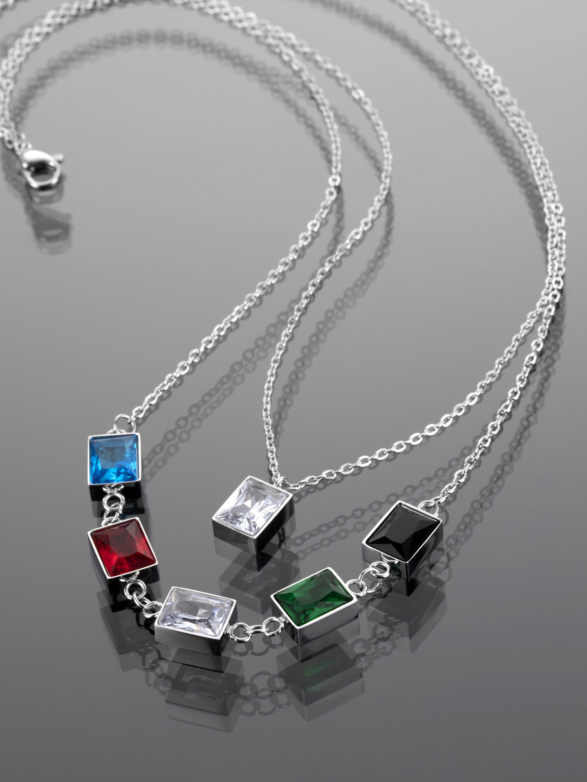Fashion Icon překrásný dvojitý náhrdelník hranaté barvené krystaly NK1093-0132
