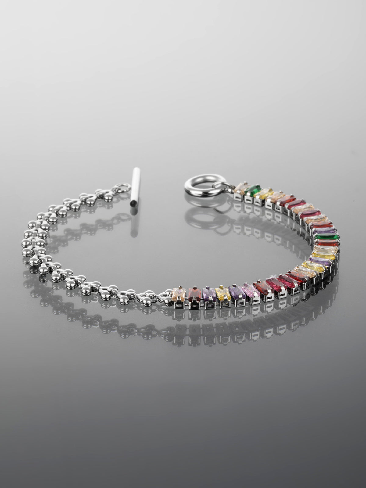 Luxusní náramek z chirurgické oceli s barevnými krystaly NM2523-0132