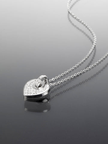 Luxusní náhrdelník z chirurgické oceli se srdíčkem s drobnými čirými krystaly  NK1120-0116