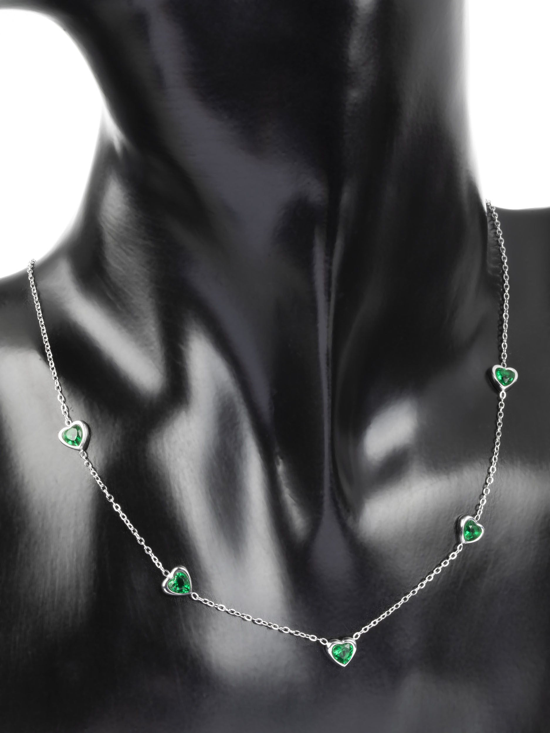 Dámský náhrdelník se srdíčky s krystalky z chirurgické oceli NK1148-0110