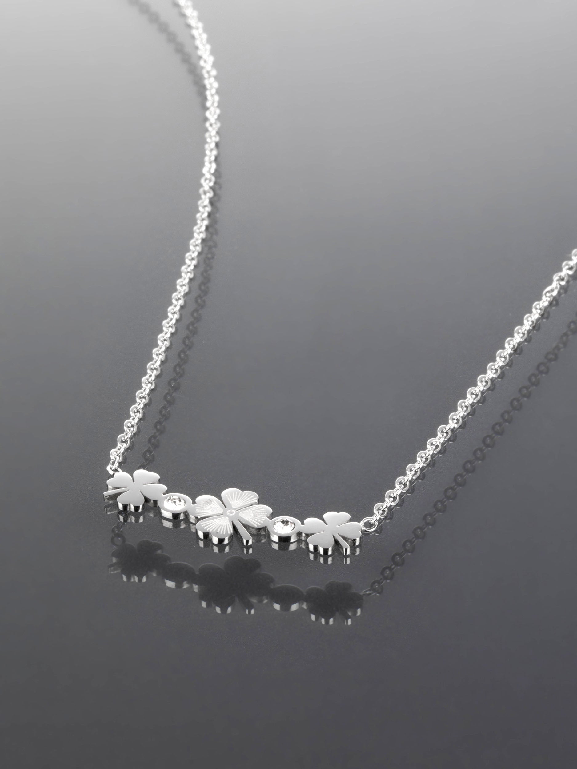 Dámský náhrdelník s čtyřlístky  z chirurgické oceli NK1153-0107