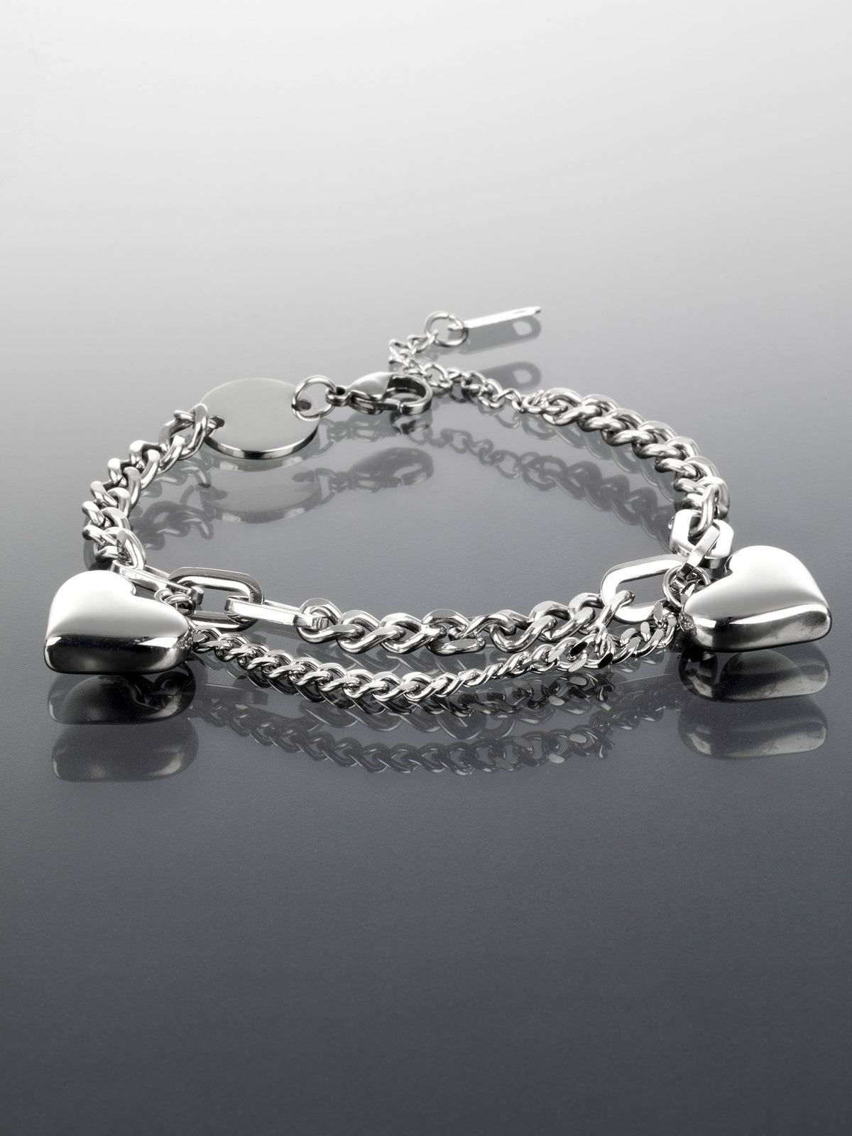 Náramek z chirurgické oceli se srdíčky NM2561-0112