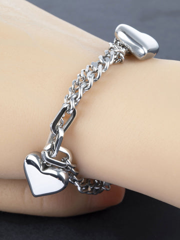 Náramek z chirurgické oceli se srdíčky NM2561-0112