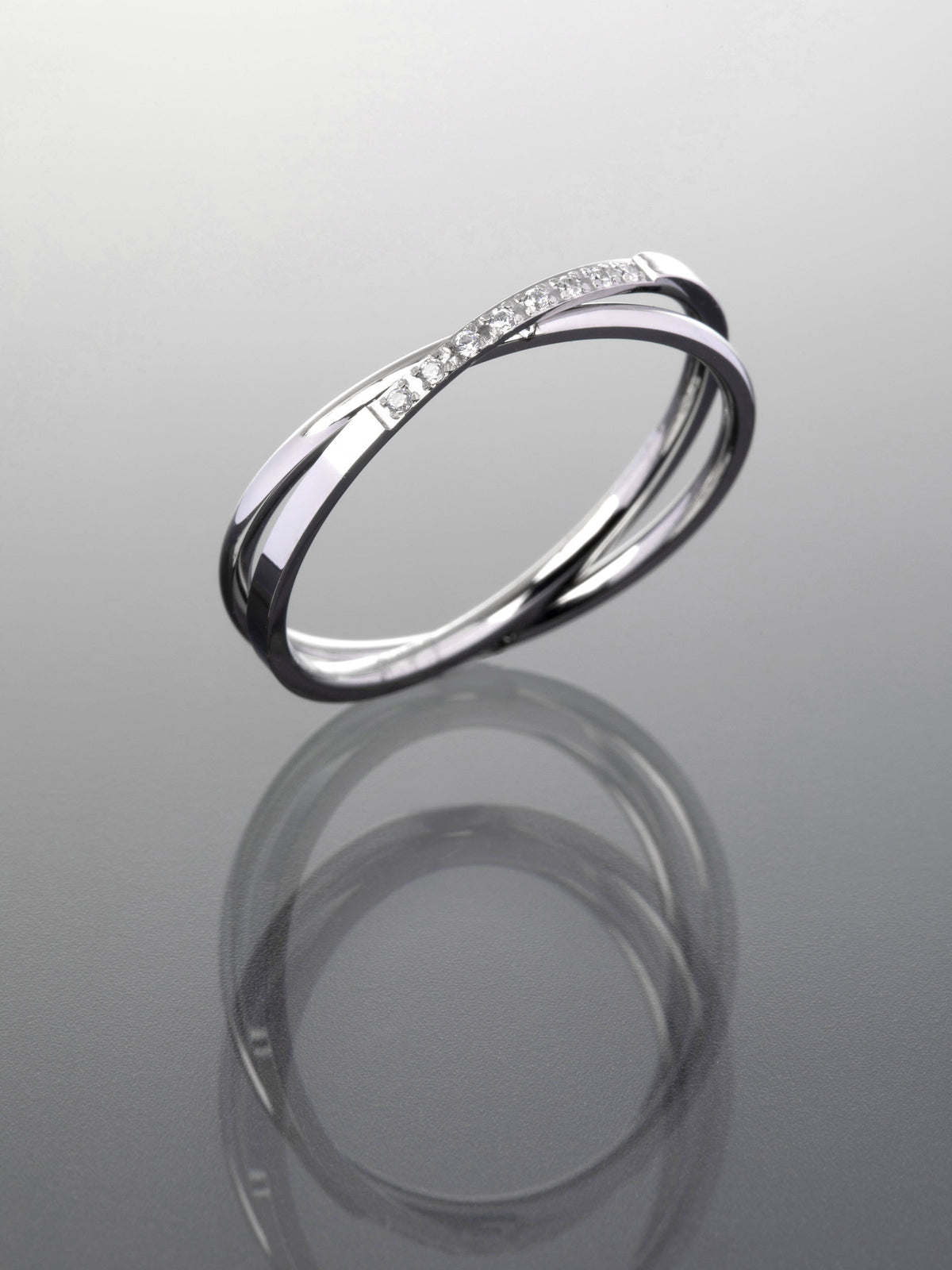 Luxusní prstýnek z chirurgické oceli s čirými krystaly  PR0318-015307