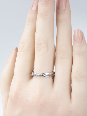 Luxusní prstýnek z chirurgické oceli s čirými krystaly  PR0318-016507
