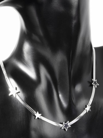 Luxusní náhrdelník z chirurgické oceli s černými hvězdičkami  NK1159-0112