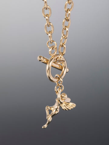 Luxusní náhrdelník z chirurgické oceli zlaté barvy s andělem NK1228-0114
