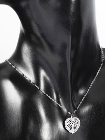 Překrásný náhrdelník z chirurgické oceli s přívěškem ve tvaru srdíčka s motivem stromu života NK1351-0107