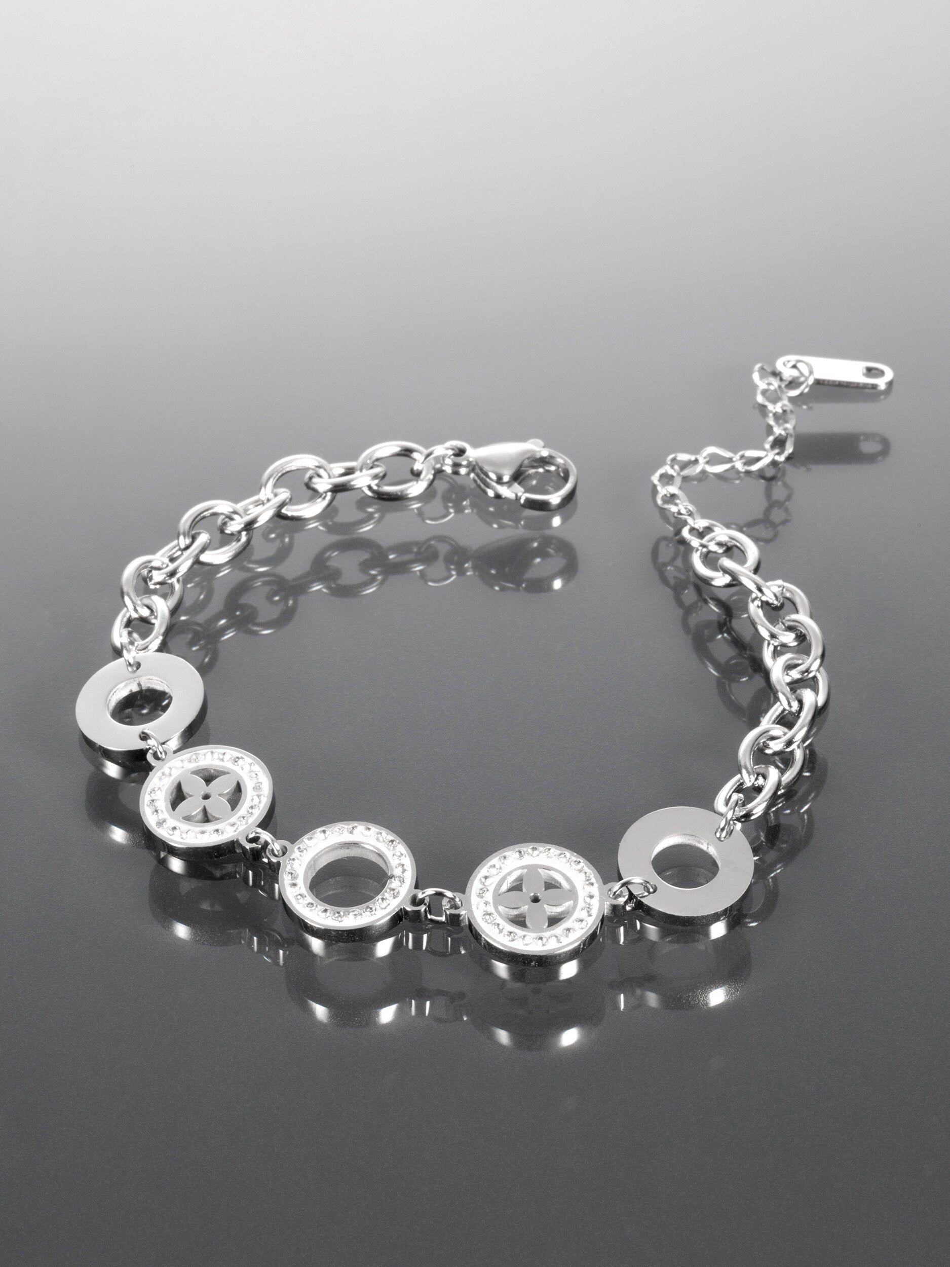 Náramek z chirurgické oceli s ornamenty NM2756-0112