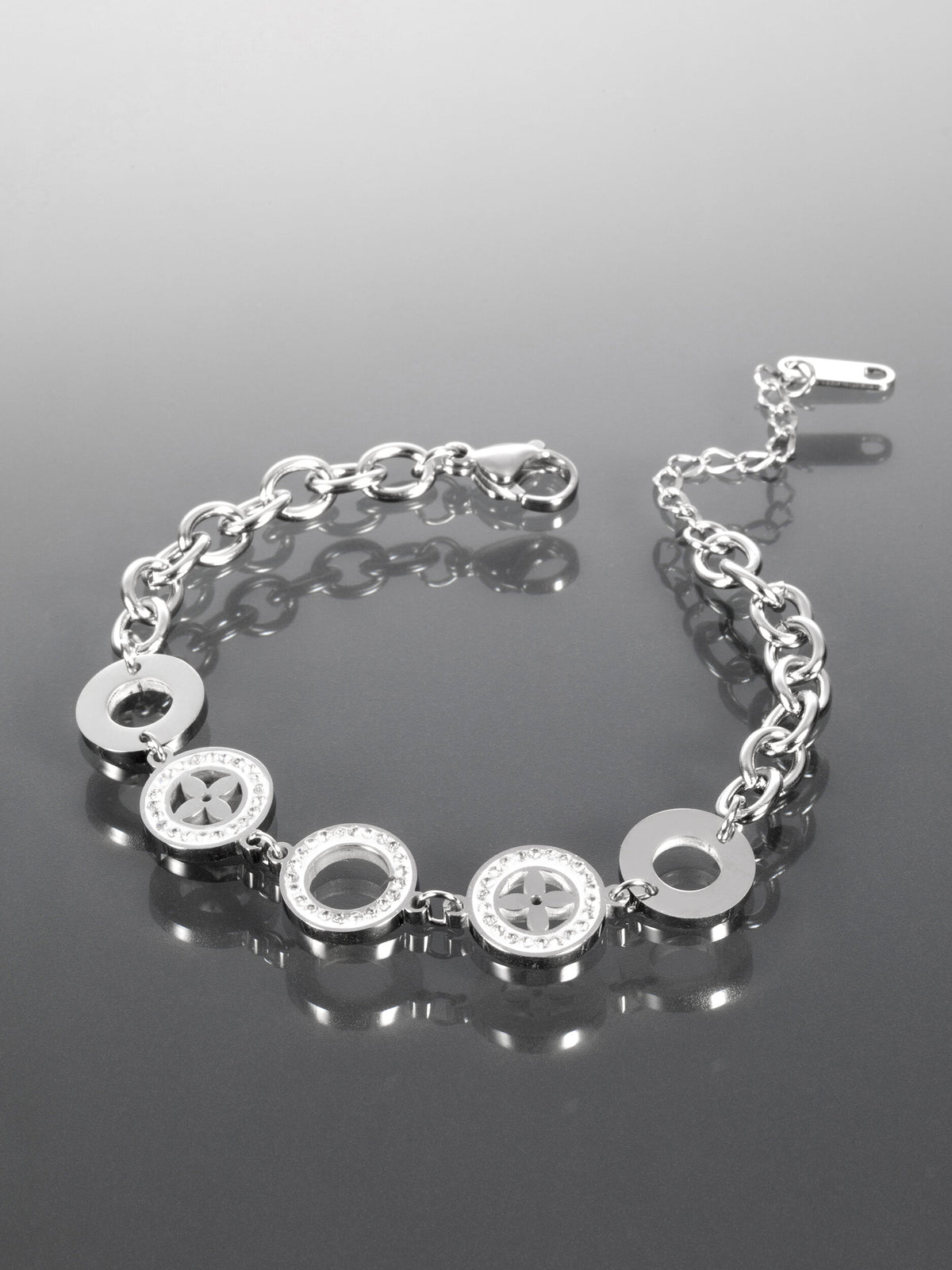 Náramek z chirurgické oceli s ornamenty NM2756-0112